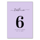 Simple Solid Color Purple Wedding Table Number テーブルナンバー (正面)