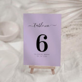 Simple Solid Color Purple Wedding Table Number テーブルナンバー