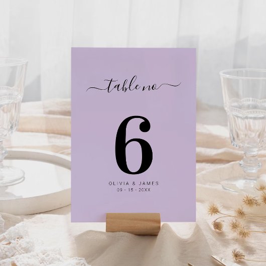 Simple Solid Color Purple Wedding Table Number テーブルナンバー