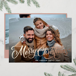 Simple Sparkleエレガント Christmas 2フォトバラ金ゴールド 箔シーズンカード