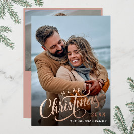 Simple Sparkleエレガント Christmas 2フォトバラ金ゴールド 箔シーズンカード