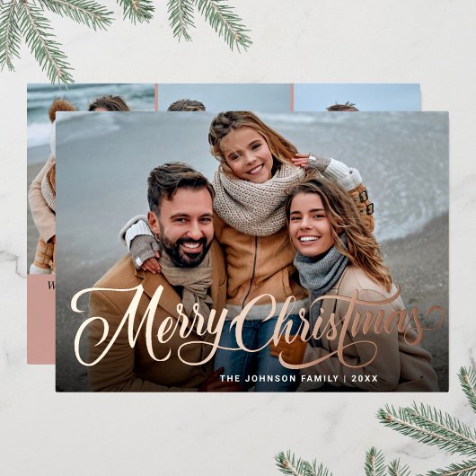 Simple Sparkle Christmas 4エレガント PHOTOバラ金ゴールド 箔シーズンカード