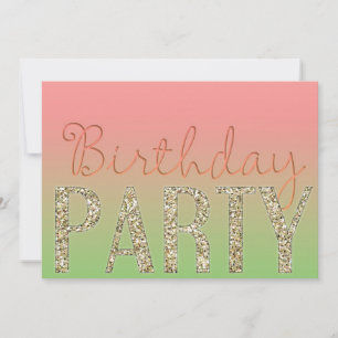 Simple Sparkle Cute Girl Birthday Party招待 招待状