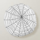 Simple Spider Web Cobweb Line Art Halloween ラウンドクッション (裏面)