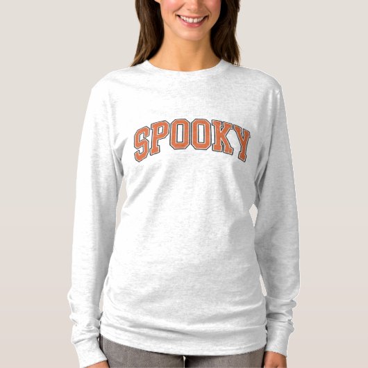 Simple Spooky Collegiate Halloween Long Sleeve T-S Tシャツ (正面)