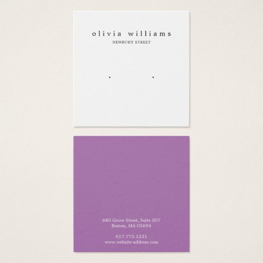 Simple Square White Stud Earring Display Card (正面&裏面)