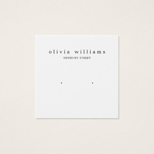 Simple Square White Stud Earring Display Card (正面)