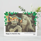 Simple St. patrick's day Shamrocks family photo  シーズンカード (スタンド正面)