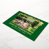 Simple St patricks day Shamrocks family photo 箔シーズンカード (回転した状態)