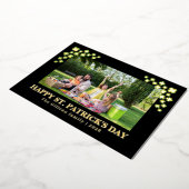 Simple St patricks day Shamrocks family photo 箔シーズンカード (回転した状態)