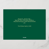 Simple St patricks day Shamrocks family photo 箔シーズンカード (裏面)