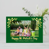 Simple St patricks day Shamrocks family photo 箔シーズンカード (立ち正面)