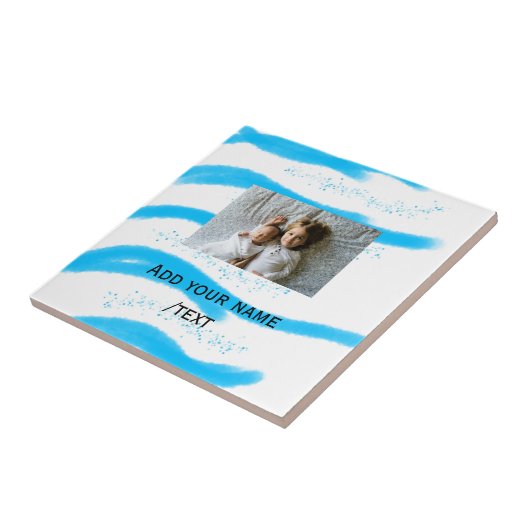 simple star sparkle glitter add photo custom text  タイル (側面)