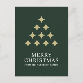 Simple star tree green Merry Christmas  シーズンポストカード