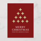 Simple star tree red Merry Christmas シーズンポストカード (正面)