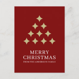 Simple star tree red Merry Christmas  シーズンポストカード