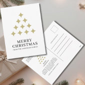 Simple star tree white Merry Christmas シーズンポストカード