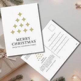 Simple star tree white Merry Christmas  シーズンポストカード