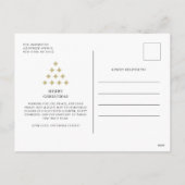 Simple star tree white Merry Christmas シーズンポストカード (裏面)