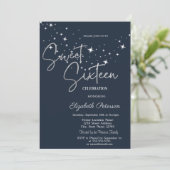Simple Stars Navy Blue Sweet 16  招待状 (スタンド正面)