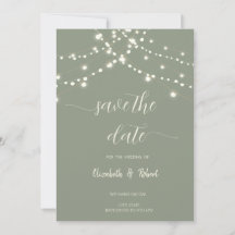 Simple String Lights Sage Green Save The Date