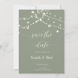 Simple String Lights Sage Green Save The Date セーブザデート