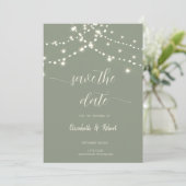 Simple String Lights Sage Green Save The Date セーブザデート (スタンド正面)