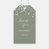 Simple String Lights Sage Green Thank You ギフトタグ (正面)
