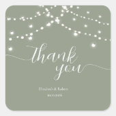 Simple String Lights Sage Green  Wedding スクエアシール (正面)