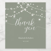 Simple String Lights Sage Green  Wedding ワインラベル (シングルラベル)