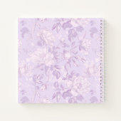 Simple Stripe Pastel Purple Floral Square ノートブック (裏面)