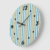 simple, striped pattern , olive and blue throw pil ラージ壁時計 (傾斜)