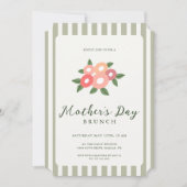 Simple Stripes Floral Mothers Day Brunch 招待状 (正面)