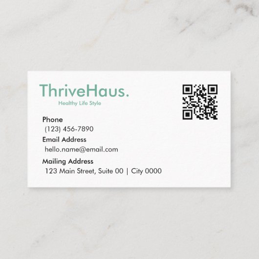 Simple Style Clean Lifestyle Calming Sage Green 名刺 (裏面)