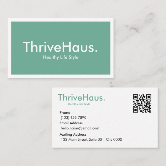 Simple Style Clean Lifestyle Calming Sage Green 名刺 (正面/裏面)