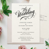 Simple Stylish Black And White Calligraphy Wedding 招待状