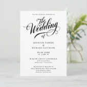 Simple Stylish Black And White Calligraphy Wedding 招待状 (スタンド正面)