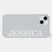 SIMPLE STYLISH CUSTOMIZED NAME MODERN LIGHT GREY  iPhoneケース (裏面横)