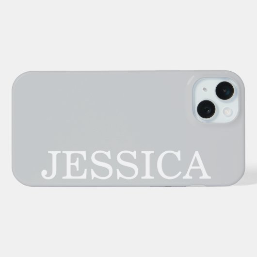 SIMPLE STYLISH CUSTOMIZED NAME MODERN LIGHT GREY  iPhoneケース (裏面横)