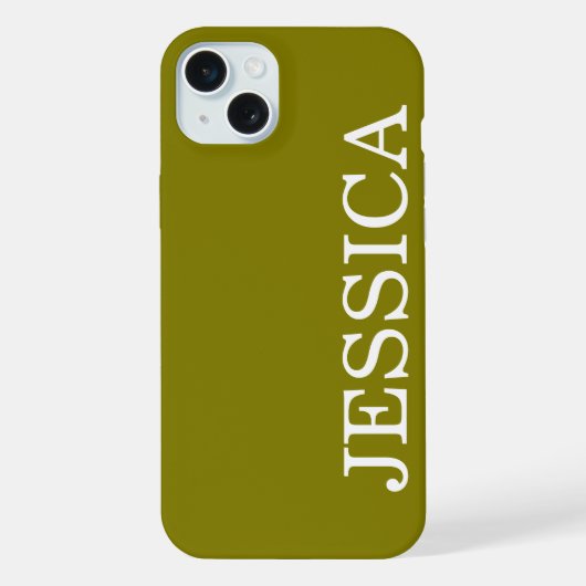 SIMPLE STYLISH CUSTOMIZED NAME MODERN OLIVE iPhoneケース (裏面)