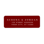 SIMPLE STYLISH CUSTOMIZED WEDDING DARK RED ADDRESS ラベル (正面)
