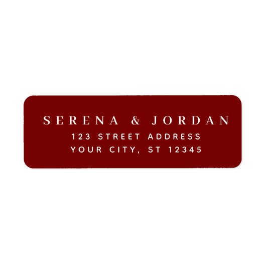 SIMPLE STYLISH CUSTOMIZED WEDDING DARK RED ADDRESS ラベル (正面)