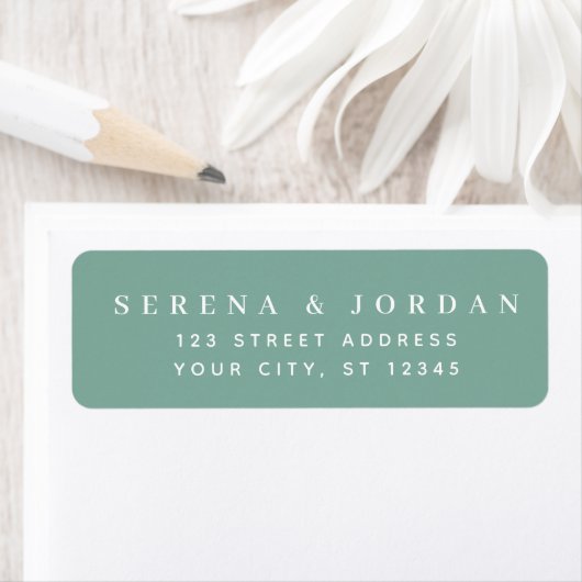 SIMPLE STYLISH CUSTOMIZED WEDDING TEAL ADDRESS ラベル (インサイチュ)