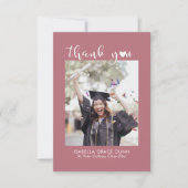 Simple Stylish Heart Calligraphy Script Graduation サンキューカード (正面)