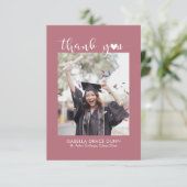 Simple Stylish Heart Calligraphy Script Graduation サンキューカード (スタンド正面)