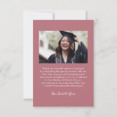 Simple Stylish Heart Calligraphy Script Graduation サンキューカード (裏面)