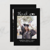 Simple Stylish Heart Calligraphy Script Graduation サンキューカード (正面/裏面)