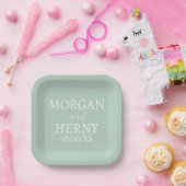 SIMPLE STYLISH MODERN CLASSIC WEDDING NAME ペーパープレート (パーティー)