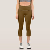 Simple Stylish Modern Minimal Monogram Brown Gym カプリレギンス (正面)