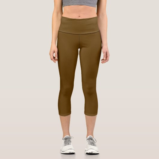 Simple Stylish Modern Minimal Monogram Brown Gym カプリレギンス (正面)